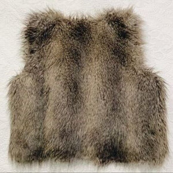 ANN TAYLOR Vegan Faux Fur Vest Size Small Browns Fully Lined Hidden - Picture 2 of 4